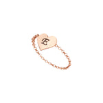 925 Sterling Silver Infinity Heart And Initial Chain Ring