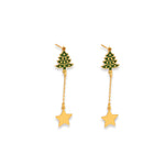 925 Sterling Silver Christmas Tree Dangle And Drope Earrings
