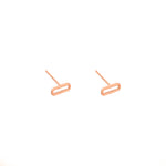 925 Sterling Silver 14K Solid Gold Geometric Horizontal Rectangle Stud Earrings