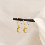 925 Sterling Silver Enamel Dainty Moon Earring