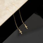 925 Sterling Silver Threader Cross Dangle Earring