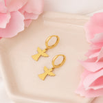 925 Sterling Silver Angel And Wings Hoop Earrings