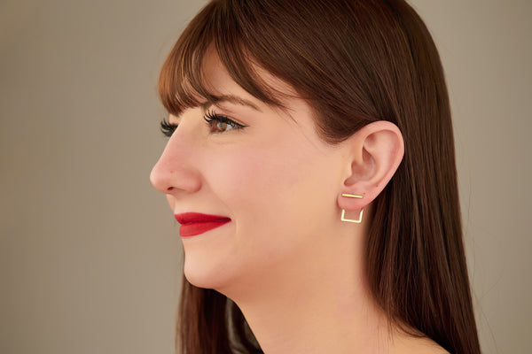 925 Sterling Silver Square Ear Jacket Earrings