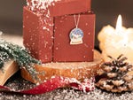 925 Sterling Silver Snow Globe Christmas Necklace