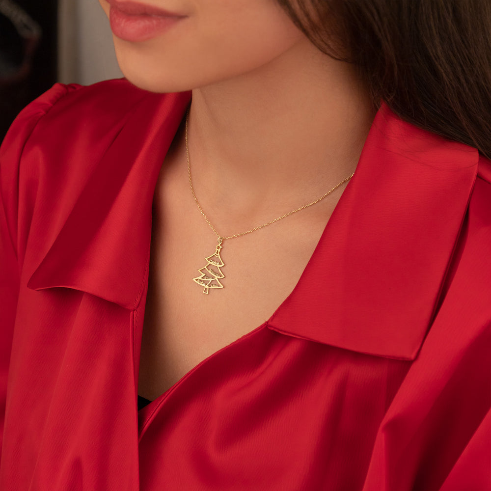 925 Sterling Silver Christmas Family Tree Necklace