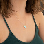 925 Sterling Silver Enamel Double Triangle Necklace