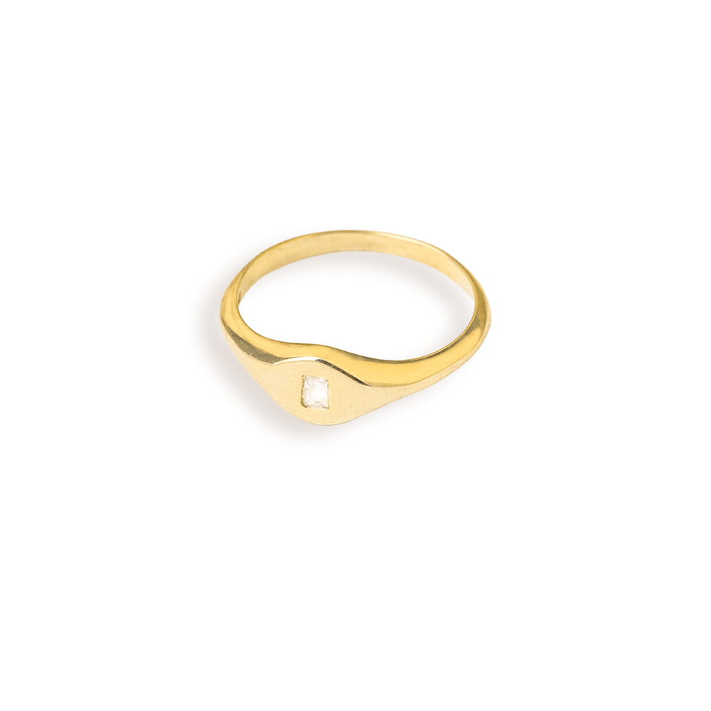 925 Sterling Silver Diamond Signet Ring