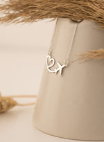 925 Sterling Silver Heart Uçak Necklace