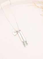 925 Sterling Silver Two Bar And Heart Necklace