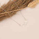 925 Sterling Silver Heart Uçak Necklace