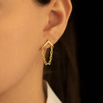 925 Sterling Silver Figaro Chain Triangle Stud Earring,