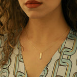 925 Sterling Silver Personalized Tiny Bar Tag Necklace With Birthstone