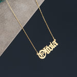 925 Sterling Silver Old English Name Necklace