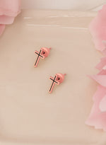 925 Sterling Silver Black Cross Studs