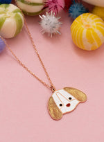 925 Sterling Silver Enamel Cute Dog Necklace