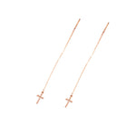 925 Sterling Silver Threader Cross Dangle Earring