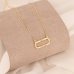 925 Sterling Silver 14K Solid Gold Minimalist Rectangle Anniversary Necklace