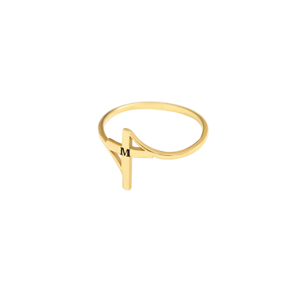 925 Sterling Silver Personalized Initial Cross Ring