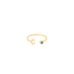 925 Sterling Silver Adjustable Initials Ring With Birthstone