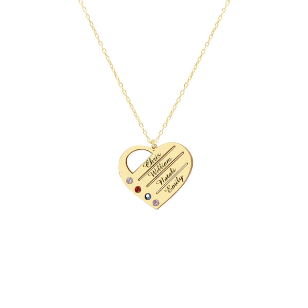 925 Sterling Silver Heart Necklace With Birthstones
