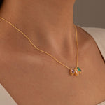 925 Sterling Silver Marki̇z Doğum Crystal Pave Necklace 3 Taş
