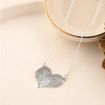 925 Sterling Silver Heart Iki Parmak Izi Necklace