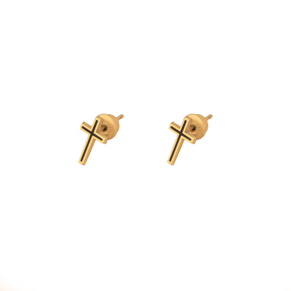 925 Sterling Silver Black Cross Studs