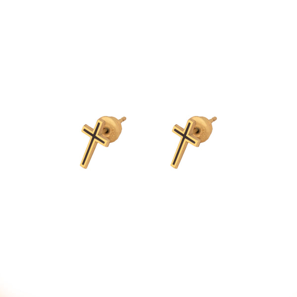 925 Sterling Silver Black Cross Studs