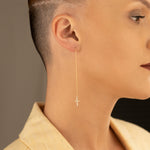 925 Sterling Silver Threader Cross Dangle Earring