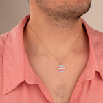 925 Sterling Silver Circle Transgender Flag Necklace