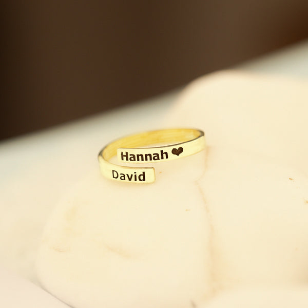 925 Sterling Silver Adjustable Two Name Wrap Ring