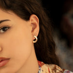 925 Sterling Silver Crystal Pave Kavisli Uzay Yolu Earrings