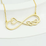 925 Sterling Silver Infinity Necklace With Hearts