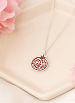 925 Sterling Silver Enamel Pomergranate Necklace