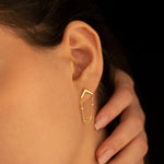 925 Sterling Silver Figaro Chain Triangle Stud Earring,