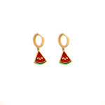 925 Sterling Silver Watermelon Hoop Earrings