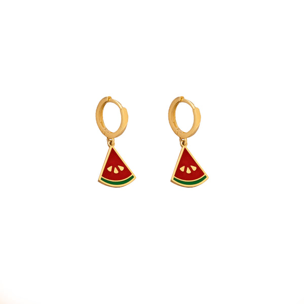 925 Sterling Silver Watermelon Hoop Earrings
