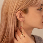 925 Sterling Silver Threader Triangle Chain Earrings