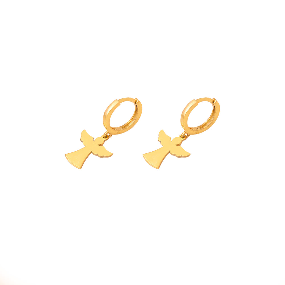 925 Sterling Silver Angel And Wings Hoop Earrings