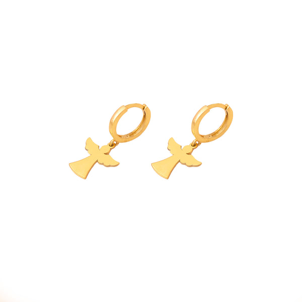 925 Sterling Silver Angel And Wings Hoop Earrings