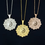 925 Sterling Silver Life Of Flower Mandala With Yin Yang Necklace