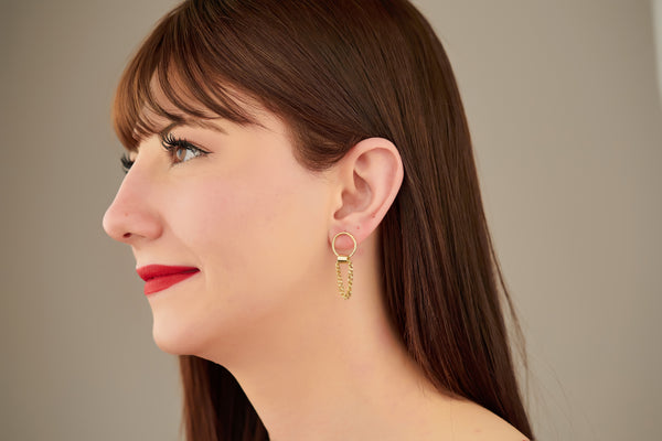 925 Sterling Silver Circle Link Earrings