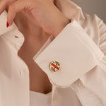 925 Sterling Silver England Flag Cufflinks Round