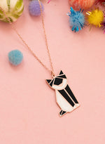 925 Sterling Silver Enamel Cat Necklace