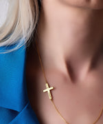 925 Sterling Silver Personalized Sideways Cross Name Necklace