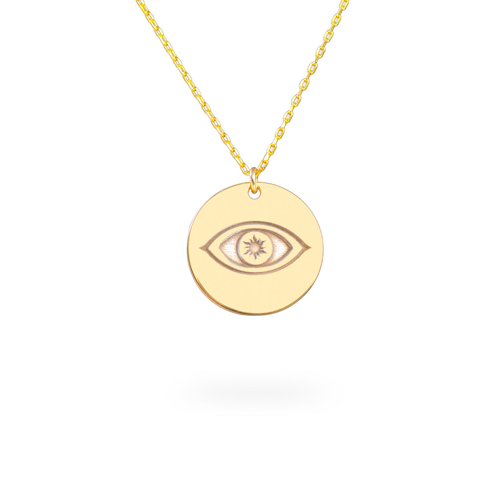 925 Sterling Silver Eye Of Horus Disc Necklace