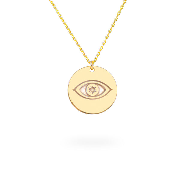 925 Sterling Silver Eye Of Horus Disc Necklace