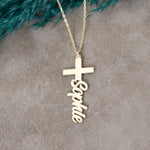 925 Sterling Silver Custom Name Cross Necklace