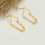 925 Sterling Silver Figaro Chain Triangle Stud Earring,