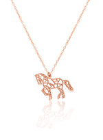 925 Sterling Silver Origami Horse Necklace